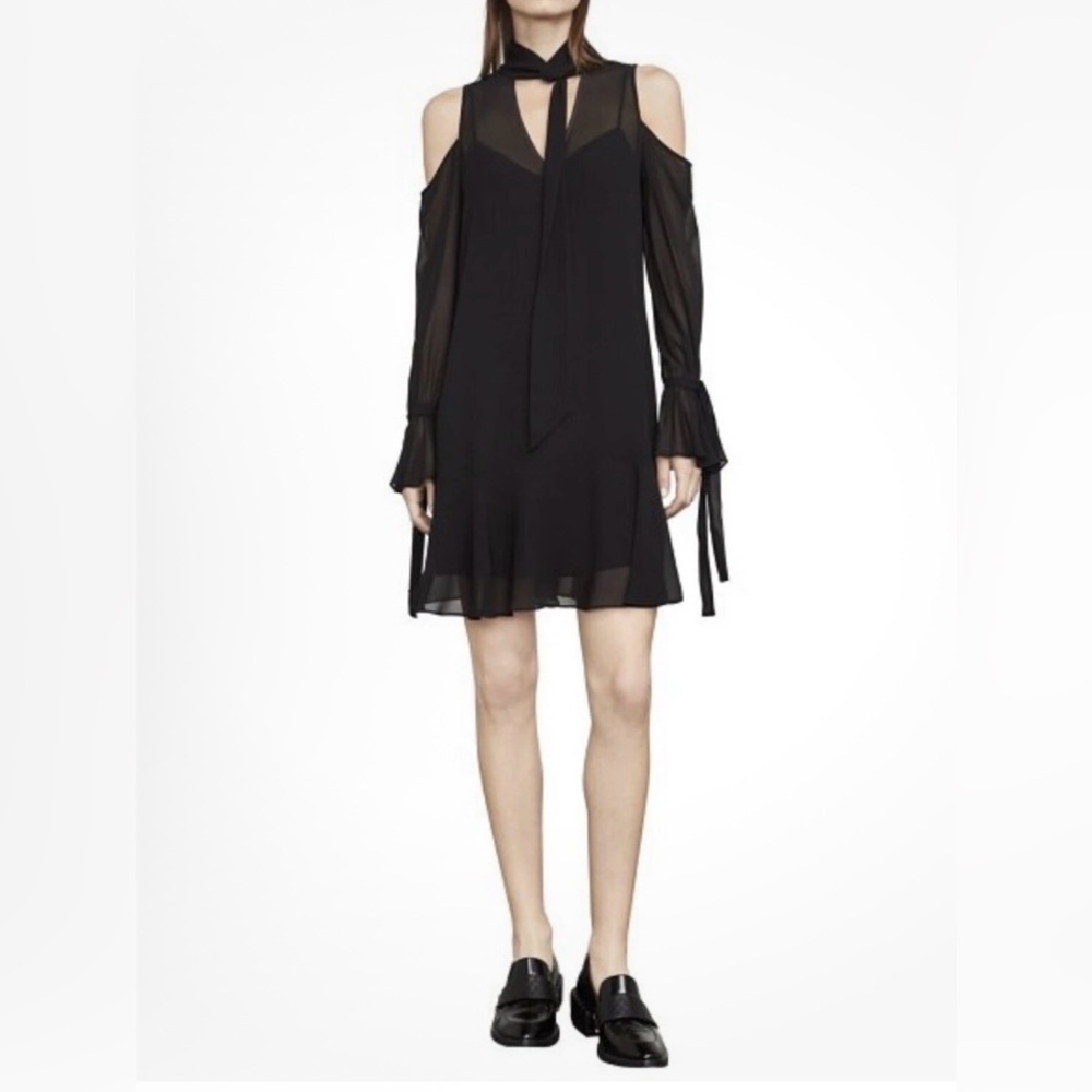BCBGMaxAzria Arieta Cold Shoulder A-Line Dress - Size L